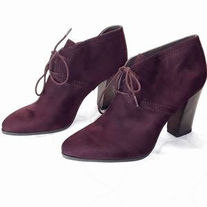 Franco Sarto Plum Purple Suede Chunky Heel Boots